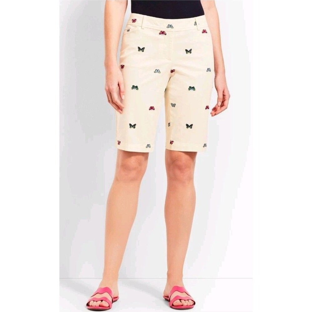 Talbots 10 1/2" Perfect Short Embroidered Butterfly Golf Bermuda Sz 10